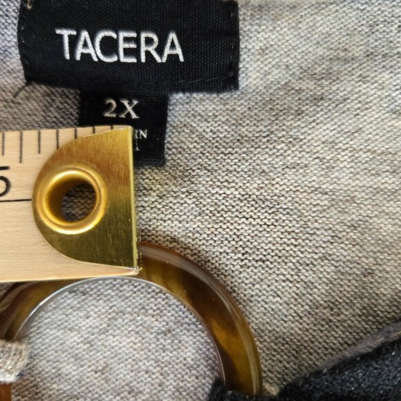 Tacera Chevron Print Tans Blue Black Knee Length Shift Dress - 2X - Picture 6 of 8